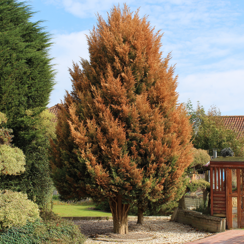 Cipres wordt bruin, geel of zwart: 9 oorzaken, herstel en preventie